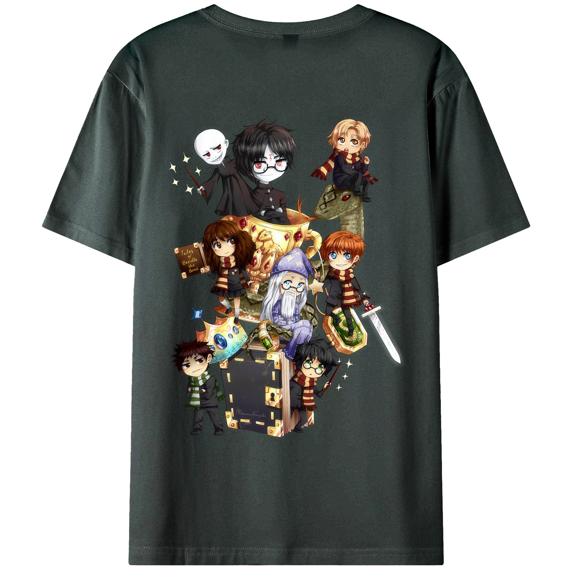 （画像用） Harry Potter ハリー・ポッターシリーズ 綿100％ メンズ半袖Tシャツ（バックプリント） 通気性